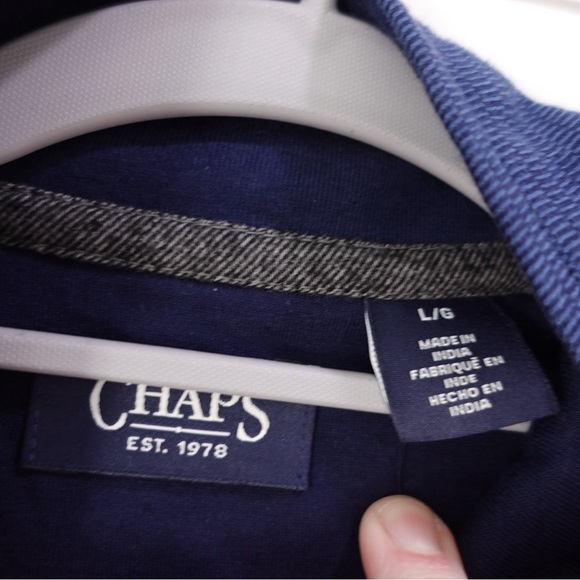 NWT Chaps Long Sleeve Quarter Zip Rice Knit Jacket Sweater Sz Large Newport Navy - Picture 3 of 16